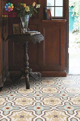 Fancy flooring with Moroccan tile pattern