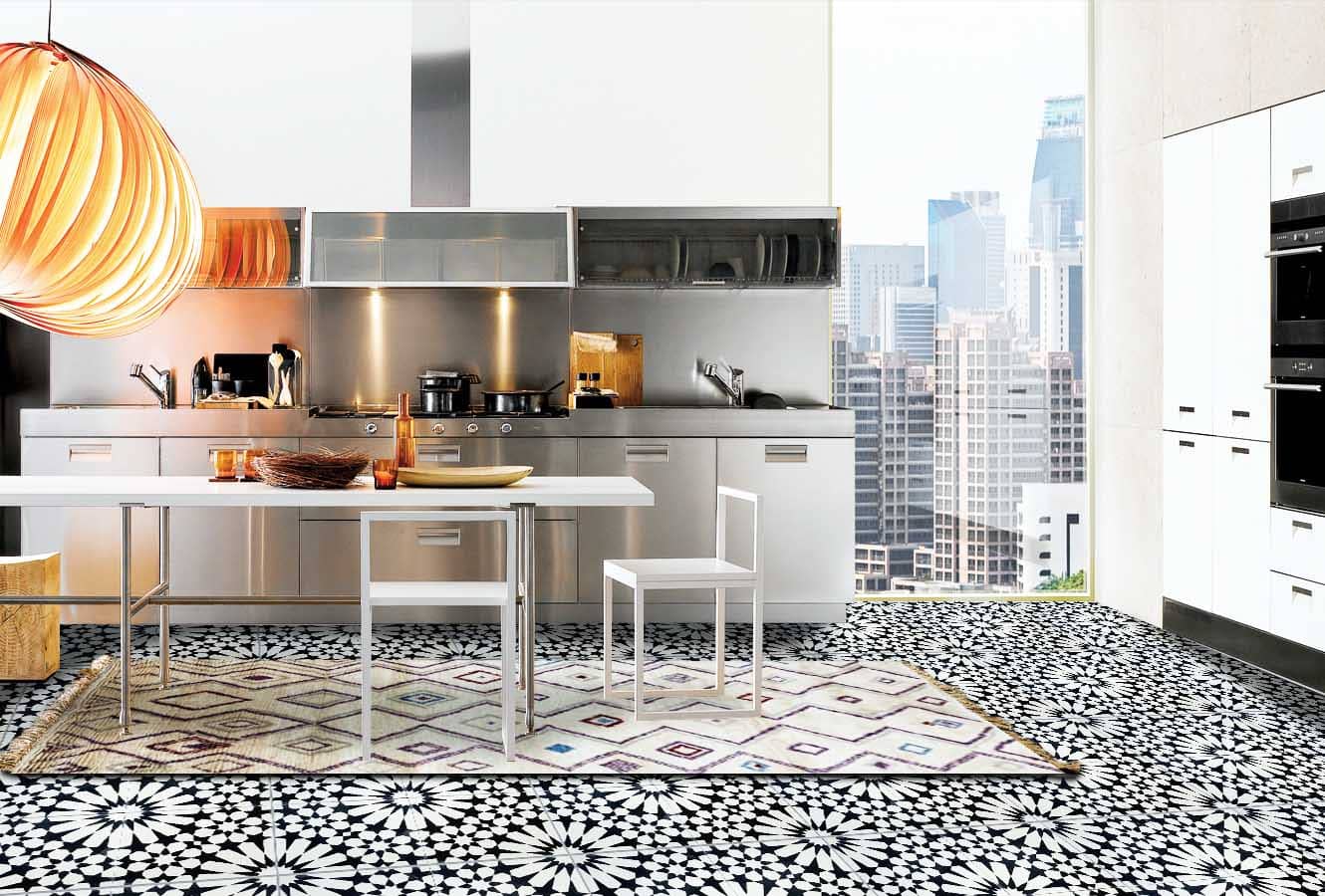 Kitchen with Moroccan Tile flooring